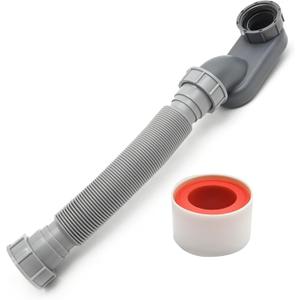 1-1/2 Inch Freestanding Bathtub Shower Drain Pipe, P-joint Low Profile Shower Drain for RV Bathtub and Other Freestanding Bathtubs