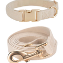 Ewinoom Soft Cotton Dog Leash, 3Ft Heavy Duty Corduroy Dog Leashes with Gold Metal Hook for Dogs, Small, White