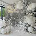 Silver Shimmer Wall Backdrop - 24 Pcs Square Sequin Panels for Birthday Party, Wedding, Anniversary