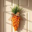 Suncalla 1 Pack Easter Tulip Carrot Wreath Decoration, 24 Inch Spring Artificial Orange Carrot Wreath Decor with Green Branches Spring Flower and Easter Egg for Home Door Wall Mantel Window Decor