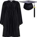 Newrara Unisex Shiny Kindergarten Graduation Gown Cap with Tassel (30, Black)