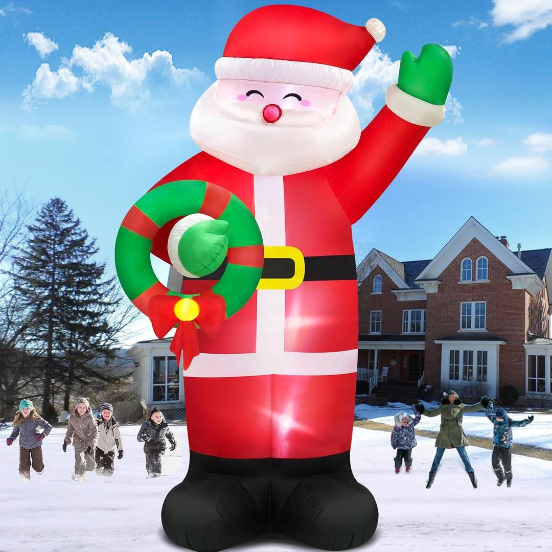 Danxilu 12 FT Giant Santa Claus Inflatable Christmas Decorations Outdoor Built-in LED Lights, Large Inflatable Santa Blow up Yard Decorations Waterproof Christmas Decor for Outside Lawn Xmas Holiday