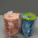 2 Pack Senior Water Cup Sippy Cups for Elderly, Safe Silicone Spill Proof Cups with 2 Handles Straw and Lid for Adults for Hospital Patients, Elderly, Pregnant, and Disabled (Blue+Orange -2 Pack)