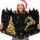 Pasimy Giant Christmas Greeting Card 25 x 16 Inch Jumbo Winter Greeting Card Large Guest Book Extra Big Size Gift for Xmas Holiday New Year Supplies Decor(Elk)