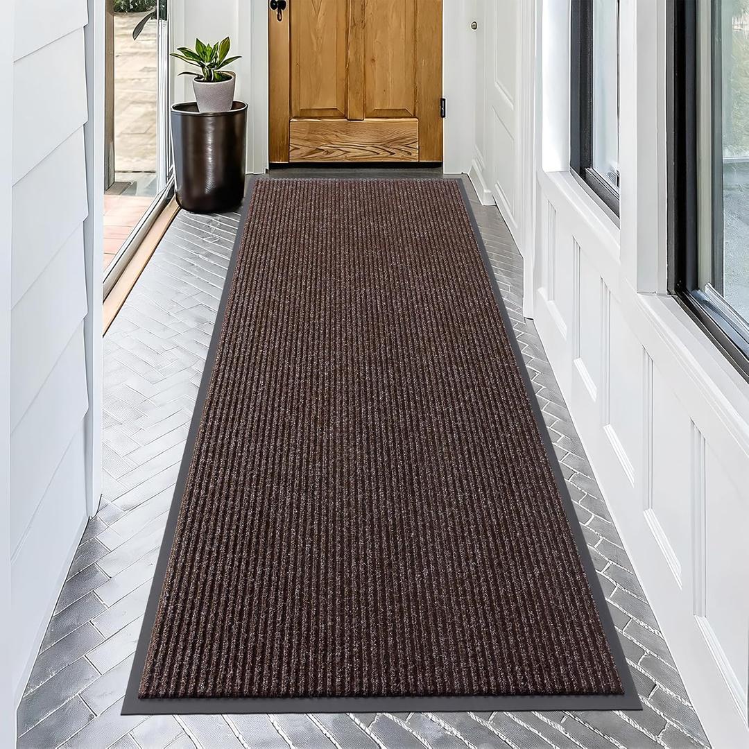 OLANLY Front Door Mat Indoor Outdoor Entrance, Waterproof Heavy Duty Doormat, Fade Resistant, Low Profile, Easy Clean Patio Porch Welcome Floor Mats for Entry, 71x34, Tan