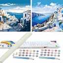ASTRULUME 2 Pack Paint by Numbers Kit for Adults Beginners, 12x16 Inch Canvas for Painting Crafts for Adults for Home Decor Gift-Coastal Village Charm