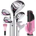 1GoTo-G 7 Pieces Kids Golf Clubs Set - Youth Golf Clubs Junior Set Ages 12-14 Includes Stand Bag, 1# Driver, 5# Hybrid, 7#, PW# Irons and Putter Right Hand for Boys Girls