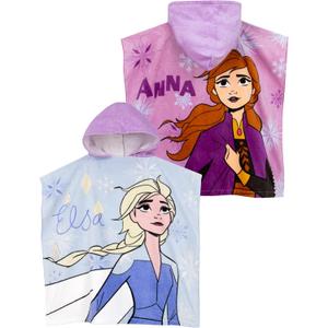 Disney Frozen Towel Poncho | Anna and Elsa Hooded Towel for Girls | One Size Blue