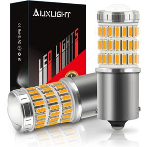 AUXLIGHT 1156 BA15S 1003 1141 7506 1156A LED Bulbs Amber Yellow, Ultra Bright 60-SMD LED Replacement for Blinker Lights, Turn Signal/Parking or Running Lights, Brake/Tail Lights (Pack of 2)