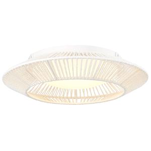 Rattan Light Fixtures Ceiling Mount, HWH 16W LED Boho Flush Mount Ceiling Light, White Woven Twine Ceiling Light Wicker Light Fixture for Bedroom Schoolhouse, 5HYS79F-LED WH