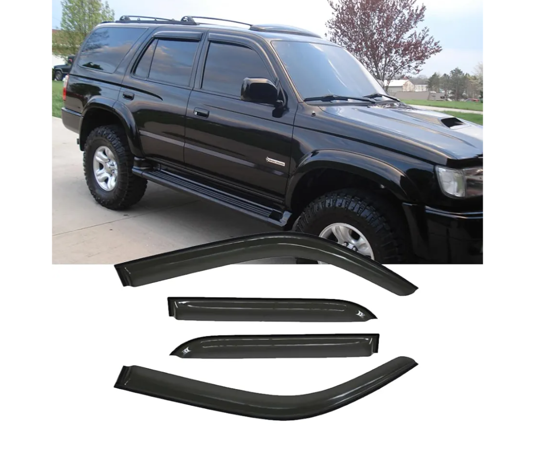 Original Side Window Wind Vent Deflector fit for 1996-2002 Toyota 4Runner,4pcs Outside Mount Tape-On Nice Sun Rain Guards Set,Dark Smoke Window Visor 94751