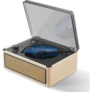 Portable CD Player with Speakers, Nostalgic Retro CD Player Boombox with Bluetooth in/Out, FM Radio Wood Music Player for Home,3000mAh Battery Powered,Supports AUX/USB/Headphone Jack,Natural White