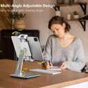 Tablet Stand Holder, Heavy Aluminum Alloy Multi-Angle Foldable iPad Holder Stand for 4.7''- 13'' Screen Surface Pro Series, iPad Series, Pro, Mini, Air, Samsung Galaxy Tabs and More (Silver)