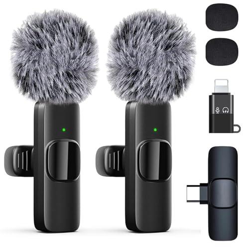 LOOBOAKY Professional Wireless Lavalier Microphone for iPhone, iPad, Android Phone, Mini Microphone, Wireless Lapel Mic for Video Recording, Interview Podcast Vlog YouTube Tiktok for Content Creators