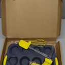 12-Cups Foldable Silicone Muffin Pan with Metal Reinforced Frame - Non-Stick Heat-Resistant Baking Mold for Muffins, Cupcakes, Mini Treats - Easy Storage Silicone Baking Pan, 7-Piece Baking Set