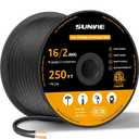 SUNVIE 16/2 Low Voltage Landscape Wire 250FT with Spool Outdoor Landscape Lighting Cable 16 Gauge 2 Conductors Low Voltage Wire for Landscaping Lights, ETL Listed, Pure Copper, Direct Burial