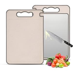 4 in 1 Stainless Steel Cutting Board Strong14"x10" Double Sided Chopping Scratch-resist Dishwasher Safe Vegetable Meat Hygienic Food-Grade Home Kitchen Garlic Grater Knife sharpner Christmas Gift