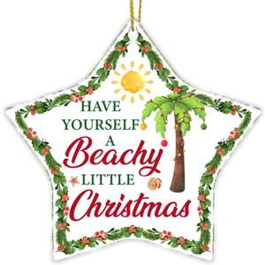 7 x Christmas Ornaments for Beach Lovers - Star Shaped Acrylic Hanging Ornament for Seaside Cottage Decoration (D10)