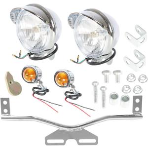 GXYWADY Motorcycle Chrome Driving Spot Fog Light Turn Signal Light Bar Kit with Bracket Set (Medium)