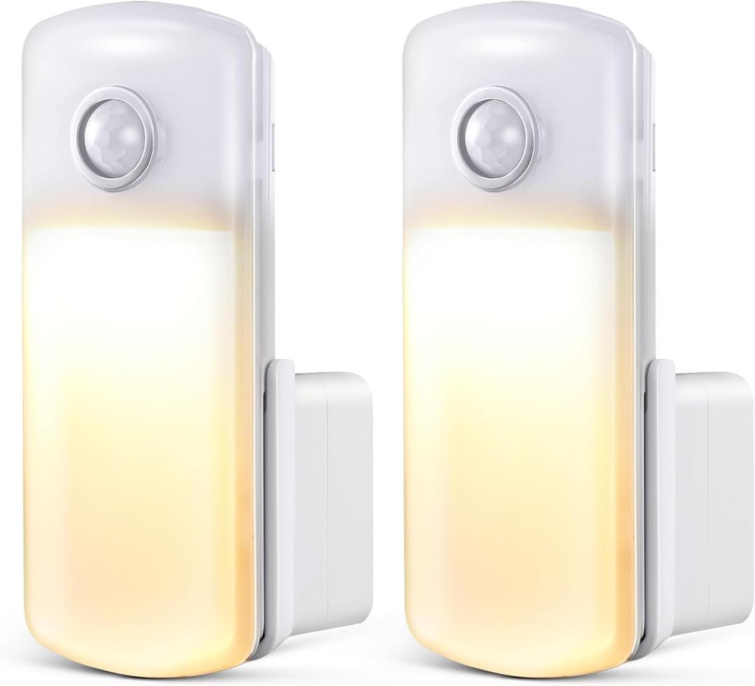 Enhon 2 Pack Emergency Power Failure Night Lights, Motion Sensor Night Light, Automatic Dusk to Dawn, Emergency Lights for Home, Bedrooms, Hallways, Black Outs, Rechargeable