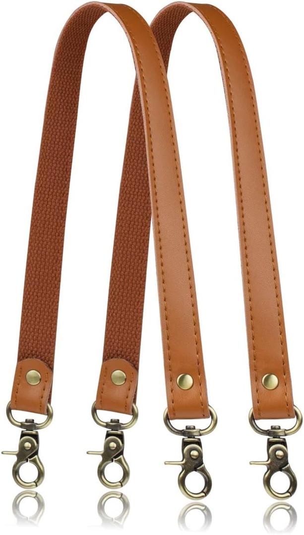 Allzedream Genuine Leather Purse Strap Sewing Canvas Replacement Handbag Shoulder Bag 2 Pcs (Camel)