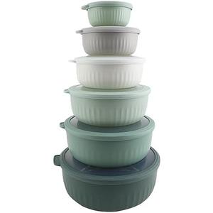 COOK WITH COLOR Prep Bowls with Lids- Wide and Deep Nesting Plastic Small Mixing Bowl Set with Lids, 12 Piece Set - Wide Bowls, Sage