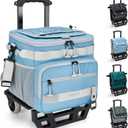 TOURIT Collapsible Cooler with Wheels, Insulated Rolling Cooler with All-Terrain Cart, Waterproof Soft Sided Cooler Bag for Beach, Picnic, Camping, Shopping, Travel, 48Can 28L