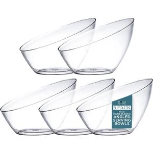 Posh Setting Clear Serving Bowls Small Hard Plastic Candy Bowl for Weddings, Buffet, Offices, Disposable Small Angled Bowls for Party's, Salads, Snacks and Fruit Bowl 5 Pack (Small 8 OZ)