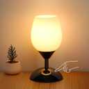 Boncoo Touch Control Table Lamp Dimmable Small Lamp, Ambient Light with Opal Glass Shade Simple Night Light, Modern Accent Lamp Bedside Nightstand Lamp for Bedroom Living Room, E12 Bulb Included