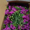 INQCMY Artificial Hanging Flowers with Basket for Spring Outdoor Decoration 3 Bunches of Silk Daisy Flower Uv Resistant for Garden Porch Patio Balcony Yard Decor (Purple2)