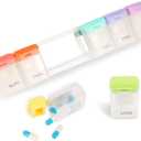 Weekly Pill Organizer 1 Time a Day Weekly Pill Organizer Magnetic Large Travel Pill Case, Week Once Daily Medication Dispenser Medicine Container Holder for Supplement Box 7 Day 1 Time a Day (White)