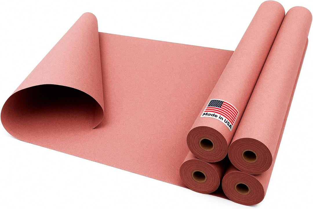 Floor Protection Paper 36" x 1992" (166’) Red Rosin Paper Roll (Pack of 4) - Made in USA Thick Heavy-Duty 7 mil Masking Paper for Surface Protection from Paint, Dust, Foot Traffic