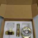 Champagne Glass Door Knobs Interior with Lock, Gold Satin Brass Crystal Privacy Octagon Door Knobs for Bedroom Bathroom