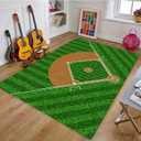 Baseball Rug for Bedroom 3'x5' Non Slip Sports Rug for Living Room Baseball Room Decor