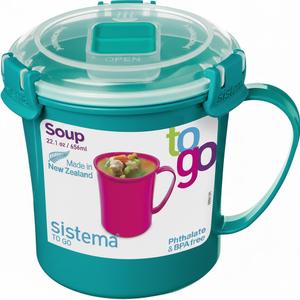 Sistema Microwave Medium Soup Mug | Microwave Food Container | 656 ml | BPA-Free | Minty Teal