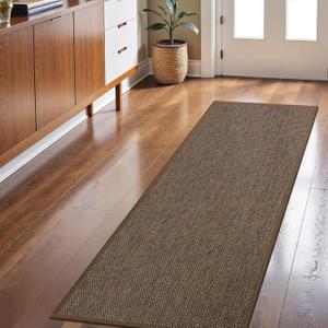 LEKEEPGO Long Door Mat 24"x59", Non Slip Door Mat Indoor Entrance, Rubber Backing Front Indoor Doormat Washable Absorbent Low-Profile Entryway Entry Resist Dirt Inside Hallway Door Mats, Brown