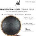 Steel Tongue Drum - HOPWELL 15 Note 14 Inch Tongue Drum - Hand Pan Drums with Music Book, Steel Handpan Drum Mallets and Carry Bag, D Major (Black)