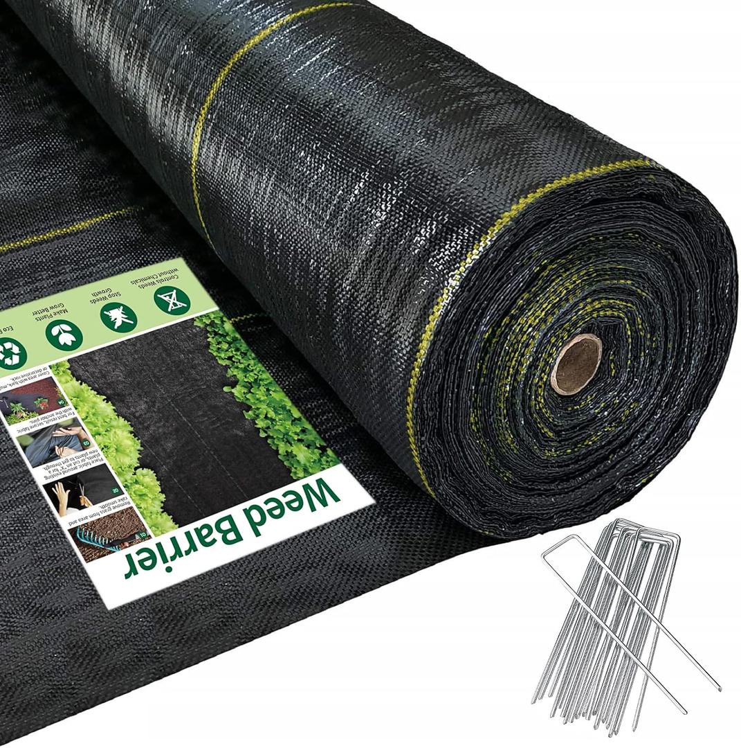 4ft x300ft Black Weed Barrier 3.5oz Landscape Premium Fabric-Heavy Duty Woven Ground Cloth with Superior Permeability Weed Control Convenient Design