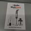 Mueller Multistick 5-in-1 Immersion Blender Handheld, 12 Speed Hand Mixer - Turbo Boost, Heaviest Duty Copper Motor, Titanium Blades Hand Blender, Milk Frother Wand, Whisk, Beaker, Chopper, Grey (Gray)