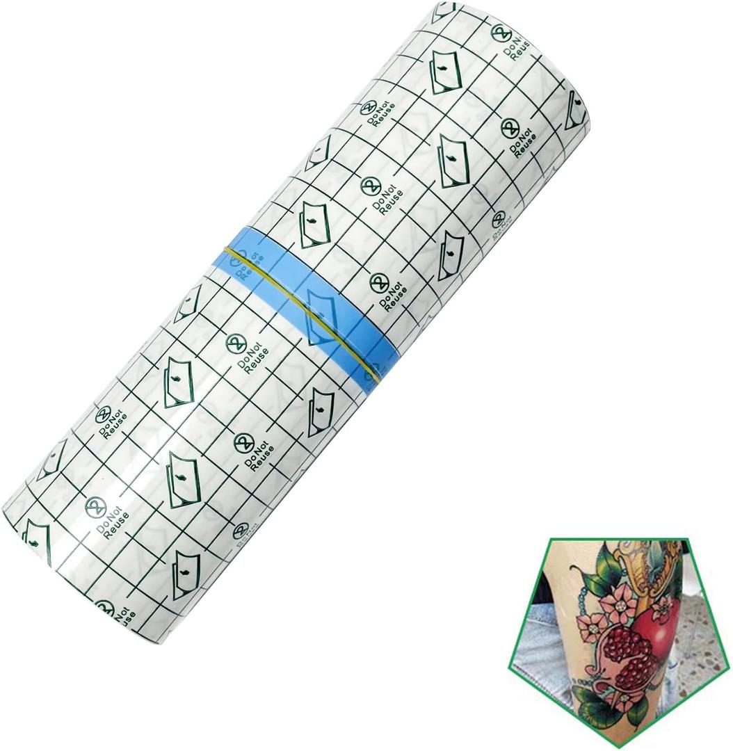 Tattoo Aftercare Bandage Roll 8" x 10 Yard - Waterproof Transparent Film for Tattoo Initial Healing and Skin Repair Adhesive Tattoos Supply Wrap