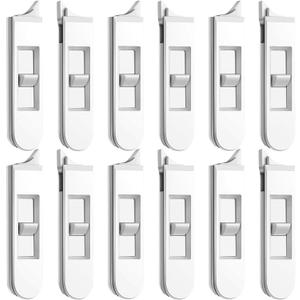12 Pieces Window Latch Replacement Snap in Window Locks Vinyl Spring Loaded Parts and Hardware White Plastic Sliding Latch for Home Accessories (12 Pieces)