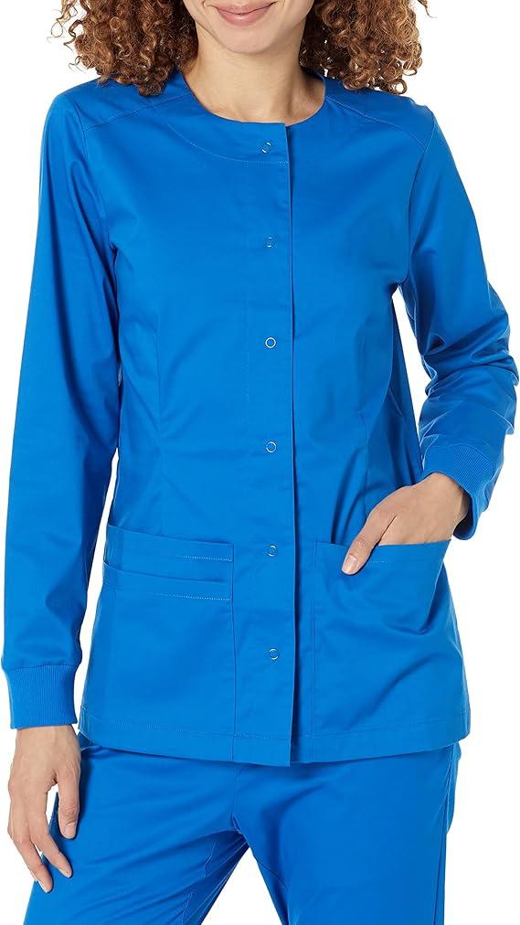 Amazon Essentials Women's Scrub Snap Jacket, Medium