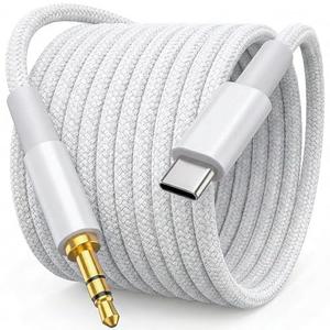 QimKero Aux to USB C Cable 6.6 ft, USB C to 3.5mm Audio Aux Jack Cable Type C to 3.5mm Headphone Car Stereo Cord Compatible with iPhone 16 15/15Plus/Pro/Pro Max, Galaxy S24 S23 iPad Pro Air Pixel