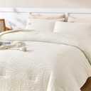 akkialla Embossed Design Full Size Comforter Set,Cream White 3 Pieces Lightweight Bedding Comforter Sets for All SeasonBed in a Bag with a Fluffy Soft Comforter and 2 Pillowcases(Cream White,Full)