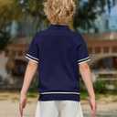 Arshiner Boys Knit Shirts Short Sleeve Button Down Shirt Vintage Fashion Casual Summer Beach Shirts for Kids 12-13 Years (Blue)