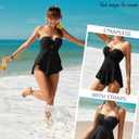 XUNYU One Piece Swimsuits for Women Bandeau Strapless Bathing Suits Tummy Control Modest Swim Dress Cute Teens Swim Suit 2026 (Black, XL)