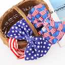 2 Pack 4th of July Baby Girl Bows,Large Double Bows Headband with Star Handmade Stretchy Hairbands for Newborn/Infant bows.or 1-3 Year Kids