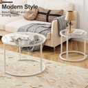 aboxoo White Nesting Glass Table Set of 2, Small Glass Round Nesting Tables for Living Room Bedroom, Accent Tea Table with Metal Frame Modern Industrial Simple, round, 23.6-inch diameter x 17.7-inch height