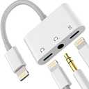 Zoyuzan 3 in 1 Headphone Audio Adapter, 2.4A Fast Charging, Hi-Fi Voice Audio, Widely Compatible with iPhone 14, iPad, Charger Dongle Earphone Splitter