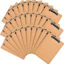 6 x 9 Clipboards Bulk, 32 Pack Small Clip Board, A5 Letter Size Wooden Hardboard Kids Clipboard Pack for Classroom, Party, Home, Brown